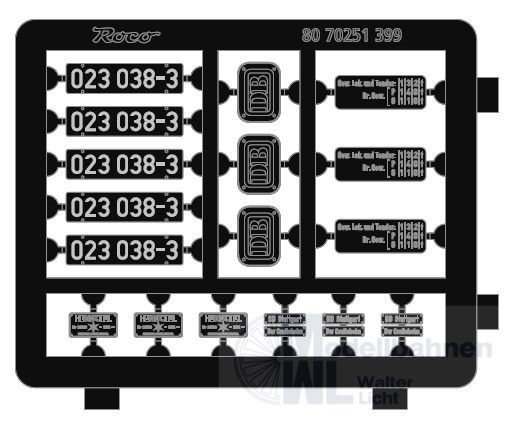 Roco  - ERSATZTEIL: Tafelsatz 70252 - DB 023 038-3